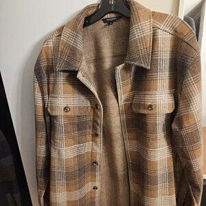 Melton Plaid Shirt Jacket | Banana Republic